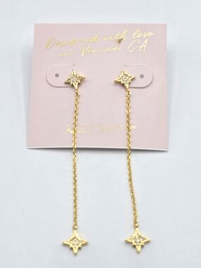 Jules Smith Gold Star Drop Chain Earrings